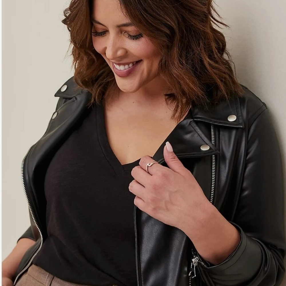 Torrid Black Faux Leather Moto Jacket - Size 4
